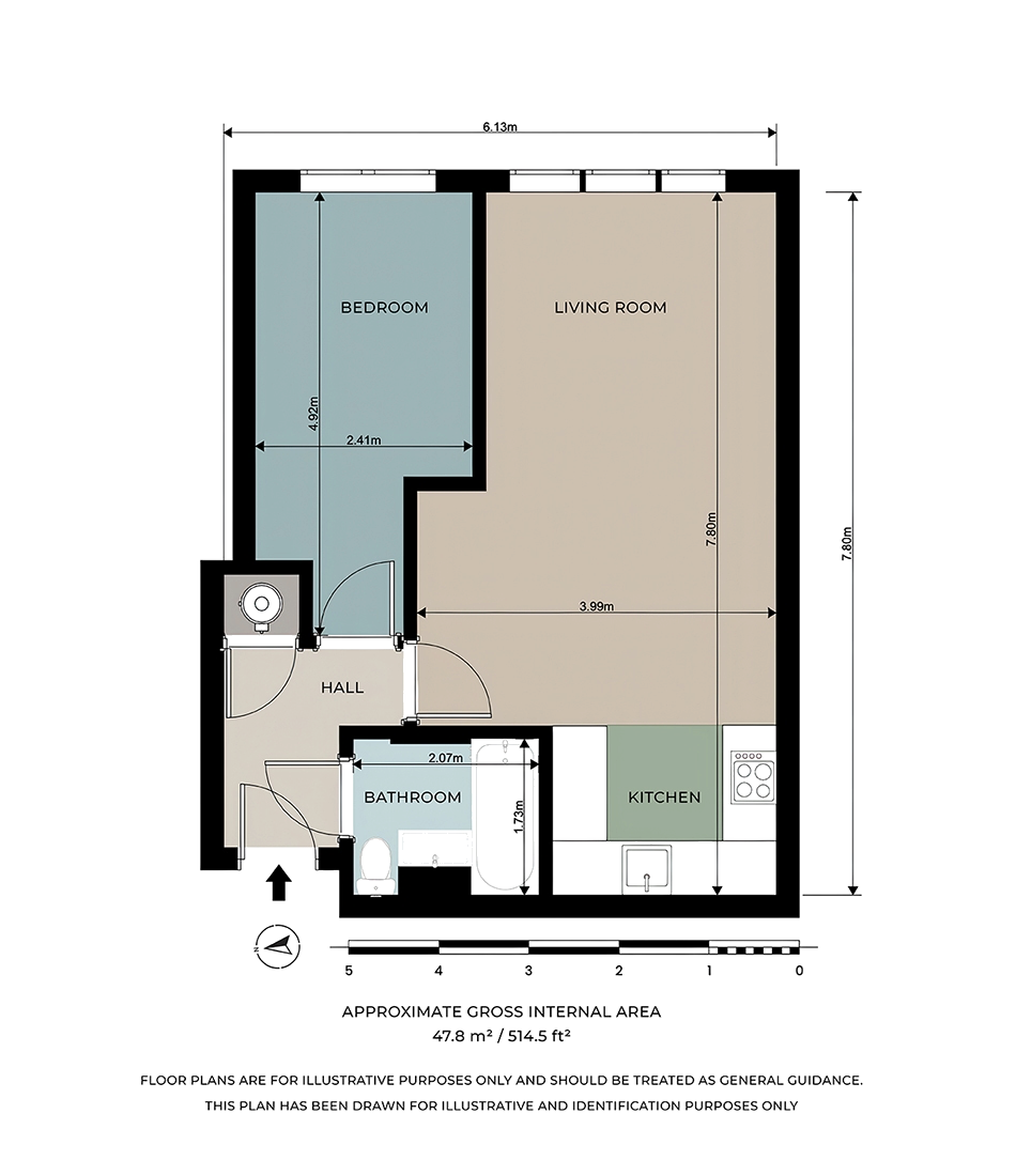 Flat 3, 2 Brewhouse Lane floor plan, colour